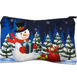 2/$10 Holiday Snowman Cosmetic Makeup Bag With Zipper